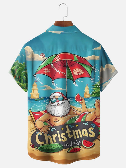 Men's Christmas Funny Graphic Short Sleeve Hawaiian Shirt
